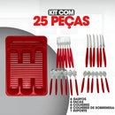 Faqueiro Inox – Jogo de Talheres com 25 Peças e Porta Talher