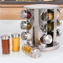 Porta Temperos Giratório com 12 Potes – Preto | Aço Inox e Vidro
