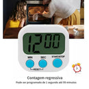 Kit 2 Timer Temporizador Cronômetro Digital De Cozinha Com Alarme Para Estudo, Branco.