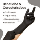 Luva Vinil Preta Descartável Sem Pó Resistente – 100 Unidades