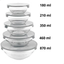 Conjunto Tigela de Vidro Bowl com Tampa – 5 Peças HerméticasPeças Herméticos