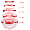 Conjunto Tigela de Vidro Bowl com Tampa – 5 Peças HerméticasPeças Herméticos